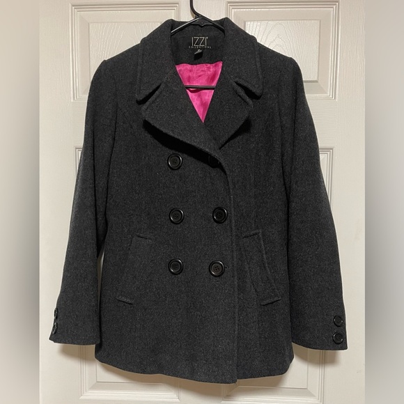 Izzi Collections Women's Wool Dark Gray Classic Peacoat Size M - Picture 1 of 13